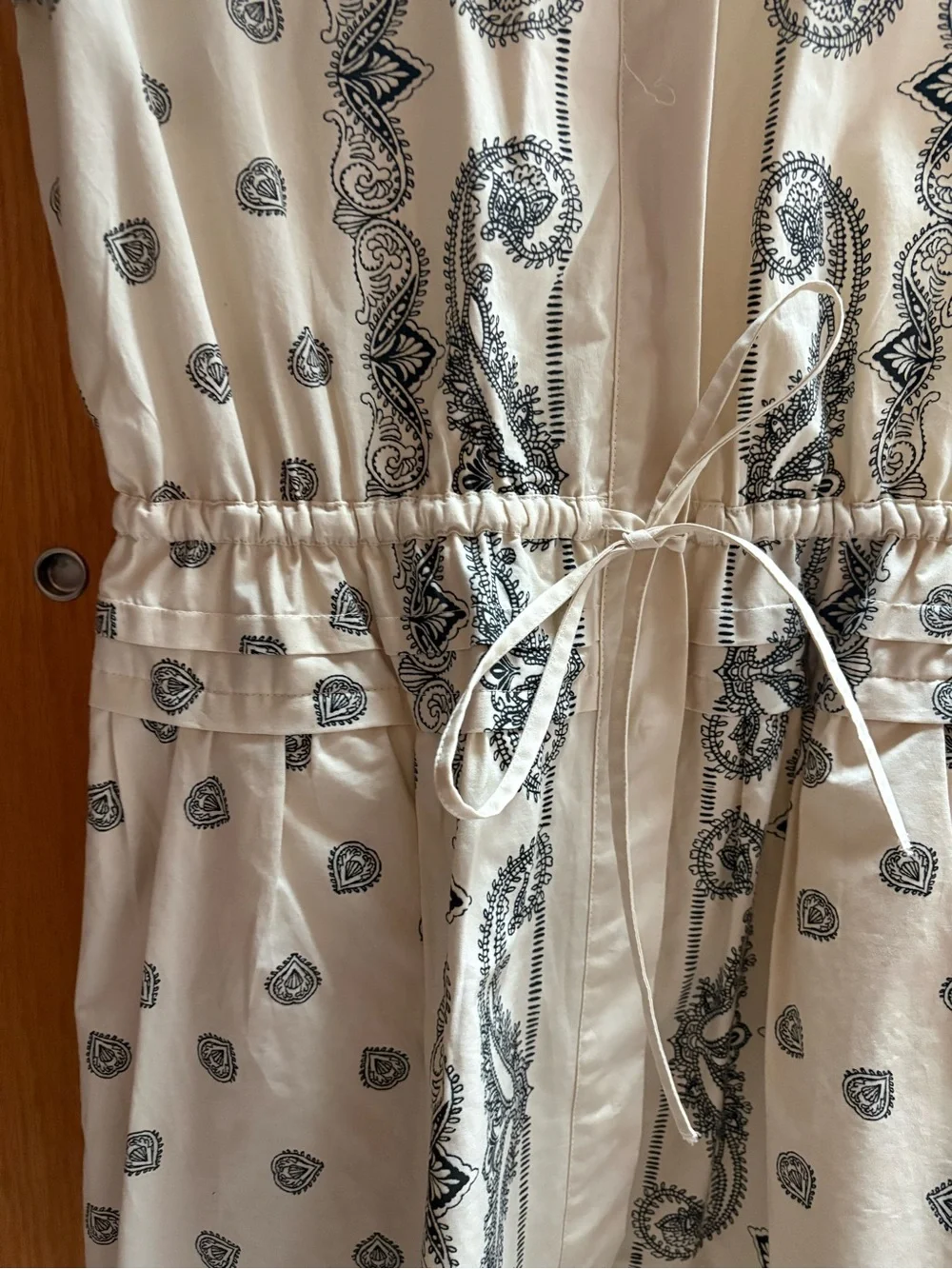 J. Crew Cream Shirtdress with Black Bandana Print